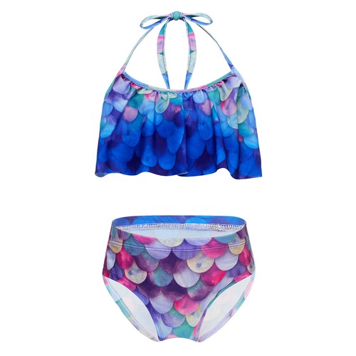 Girls Playwear Shiny Swimwear Colorful Swimsuit Water Wetsuit Youth Top Panties - Picture 49 of 68