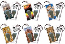 Cairo FootWhere® Souvenir Keychains. 6 Piece Set. Made in USA