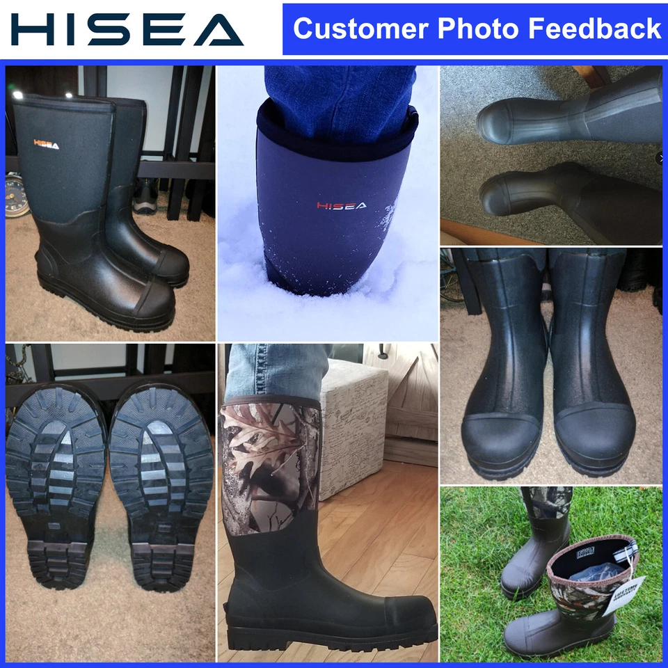HISEA Men Rain&Snow Boot Waterproof Anti-Corrosion Fishing Hunting Mud Work Boot - Image 2 of 4