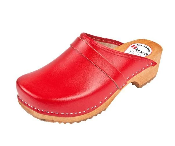 Red wooden clogs sales