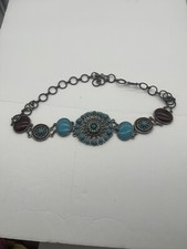 Southwest Concho Faux Turquoise Womens Metal Belt