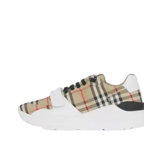 Burberry Vintage Leather Athleisure Shoes Men's Beige