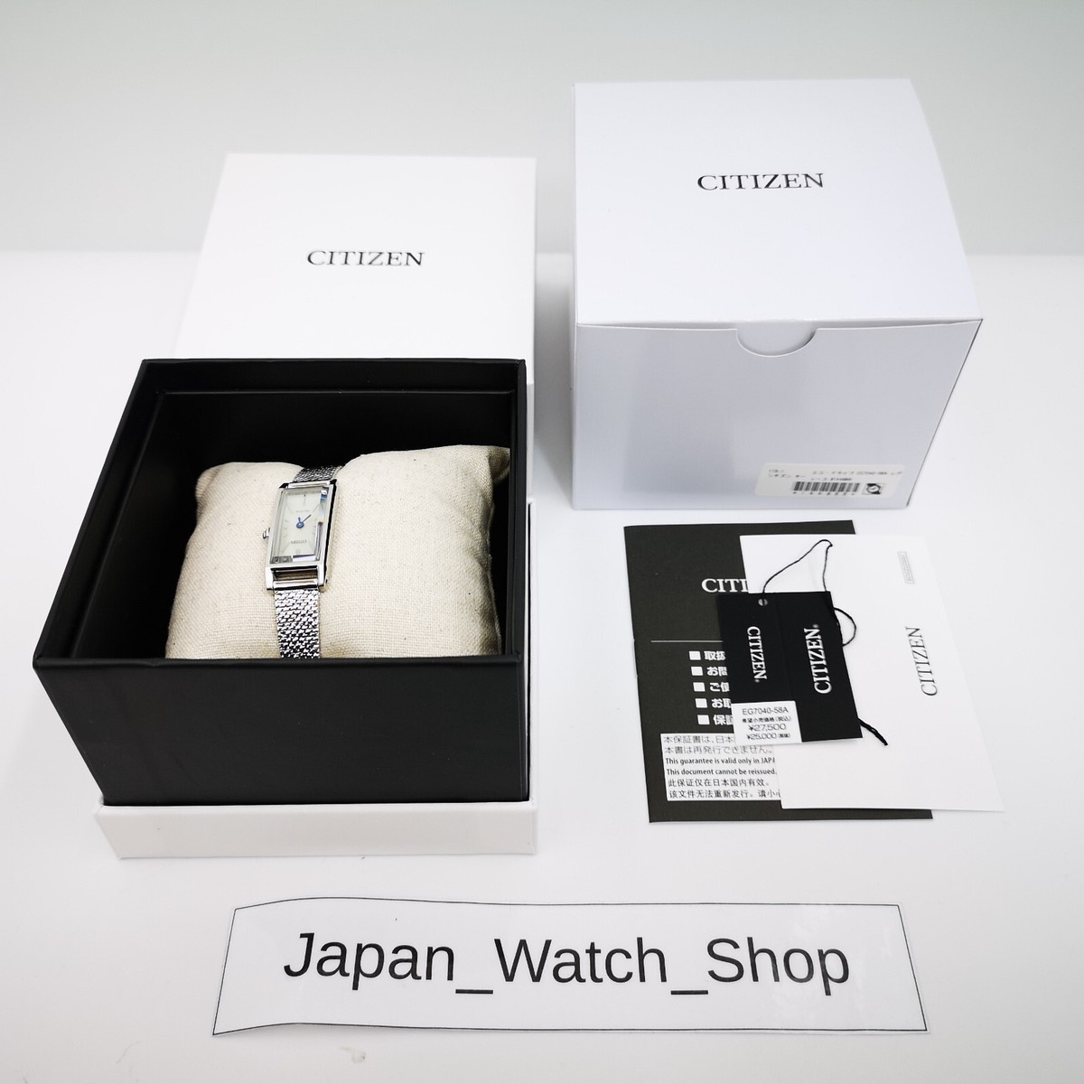 Citizen Women\'s Watch EG7040-58A Eco Drive White Dial Silver Steel Tank Petite Citizen Eco-Drive Women Rectangle Wristwatches for sale - eBay main image 4