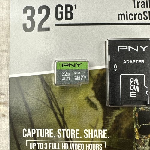 PNY 32GB Elite Trail Camera Deer Hunting MicroSDHC Card W/ SD Card Adapter New - Picture 2 of 5