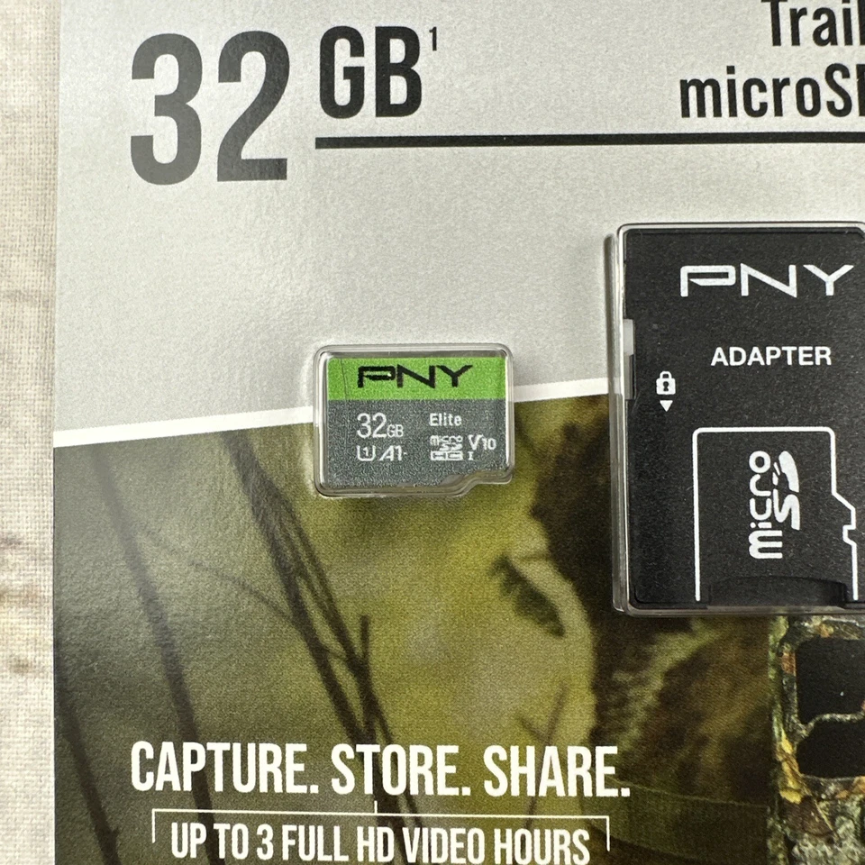 PNY 32GB Elite Trail Camera Deer Hunting MicroSDHC Card W/ SD Card Adapter New - Image 2 of 4