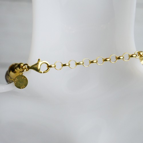 Veronese Italy Silver 925 Golden Plated Clad Smoky Quartz Bead Necklace 22" - Picture 14 of 16