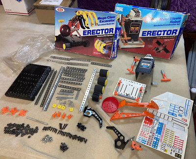 1983 MEGA-CLAW EXCAVATOR & 1984 Ideal Erector MAXX STEELE ROBOT -PARTS