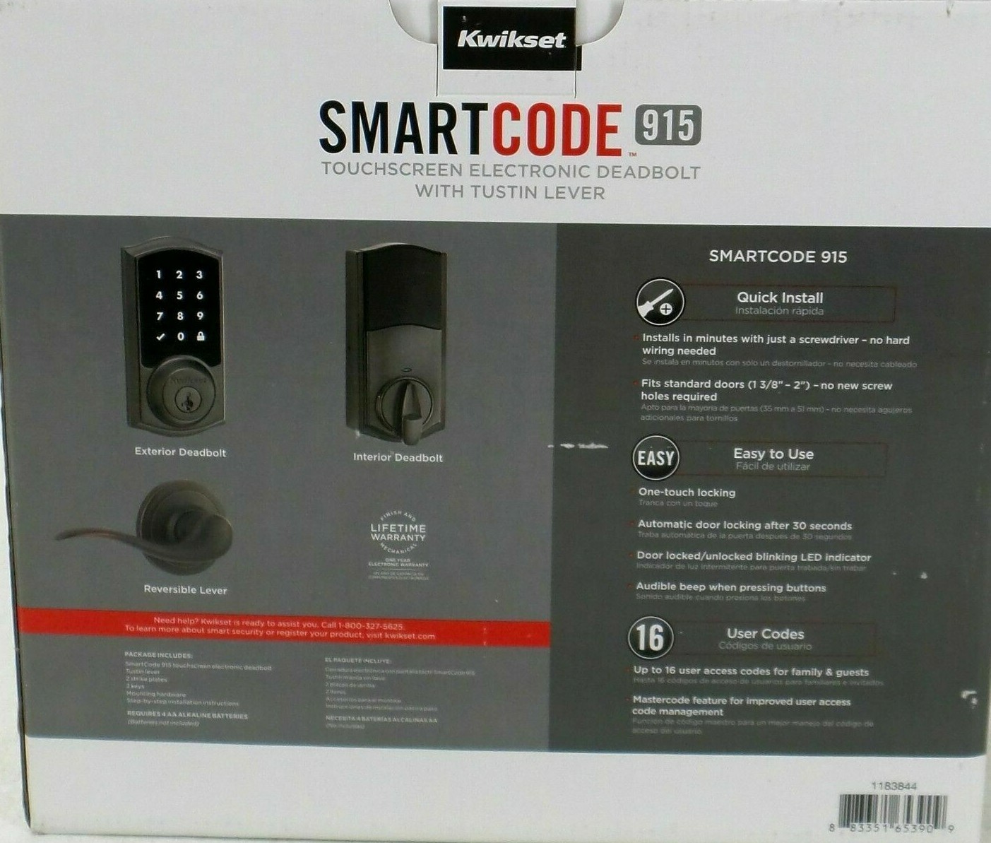 Kwikset Smartcode 915 Touchscreen Electronic Deadbolt with Tustin Lever