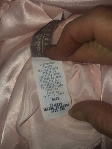 Vtg Colesce Champagne Pink Satin Sheen Lace Robe & Gown. One Size - Picture 8 of 19