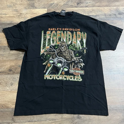 Harley Davidson Mummy T Shirt Men's L Large Black Bats Halloween Bike Biker