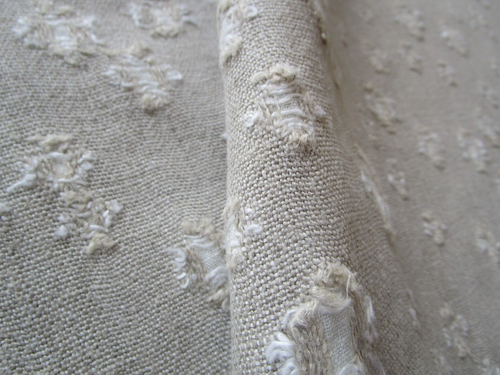 Noblis Theia Beige Linen Distressed Look Holes Backed Fabric BOHO Beach BytheYD