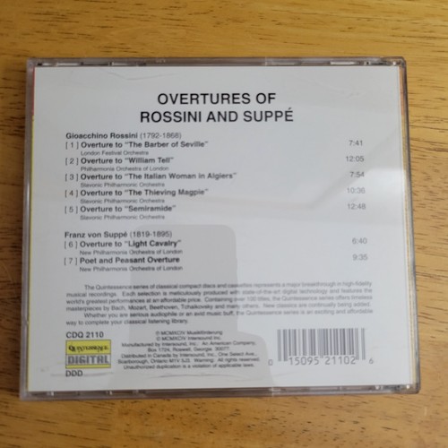 Popular Overtures, Suppe, Rossini 1994 Quintessence CDQ 2110 William Tell Barber - Picture 2 of 3