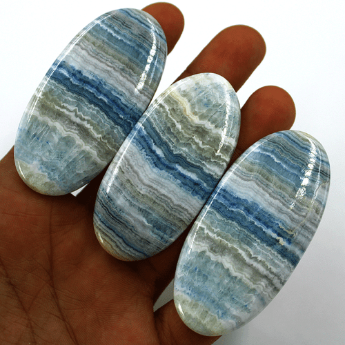 3 Pcs Sweden Natural Scheelite Top Grade 63mm-67mm Huge Oval Cabochon Gemstones - Picture 13 of 16