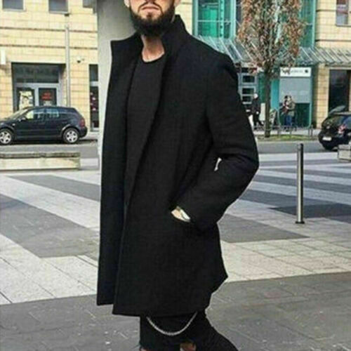 Sobretodo NUEVO Trinchera Cálido Invierno Abrigo Chaqueta Abrigo Prendas para el torso Prendas de abrigo Para hombres Lana Larga - Imagen 7 de 9