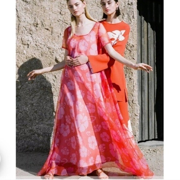 ★関税込★ STAUD プリーツ マキシドレス〜レッド Staud Red Hibiscus Maui Maxi Dress M | eBay