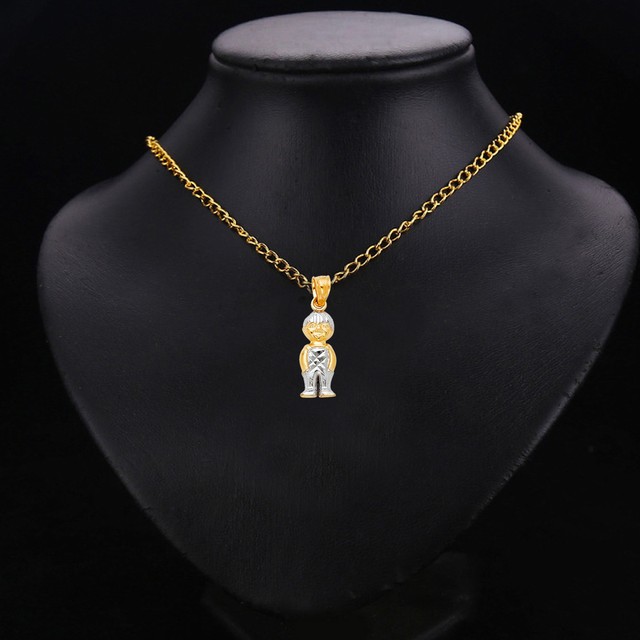 14K Real Solid Two Tone Gold Boy Pendant For Men Boy Tone Gold Boy