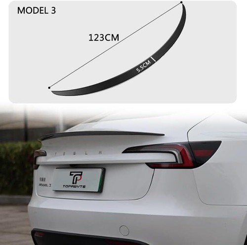 Spoiler Tesla Model 3 2025 2024 Rear Spoiler Wing Lip Accessories Glossy Black - Picture 6 of 7