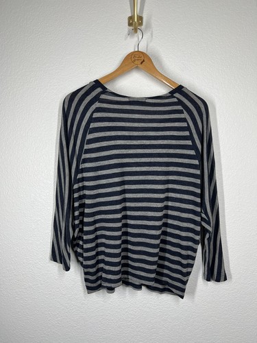 Vince Striped Dolman Sleeve Top Medium M Navy Gray - Picture 5 of 5