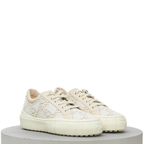 Fendi 770 $ Force beige/weiße Low-Top-Sneaker, Motiv FF Karligraphie - Bild 2 von 11