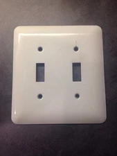 2 Gang -White Toggle Light Switch Cover Wall Plates Switchplates Metal