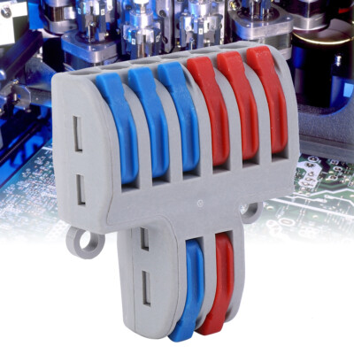 5pcs 2 In 6 Out Reusable Spring Lever Terminal Blocks Electric Cable Connectors