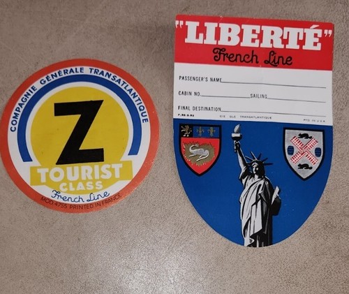 Vintage French Line Luggage Labels/Stickers "Liberte`" Transatlantique