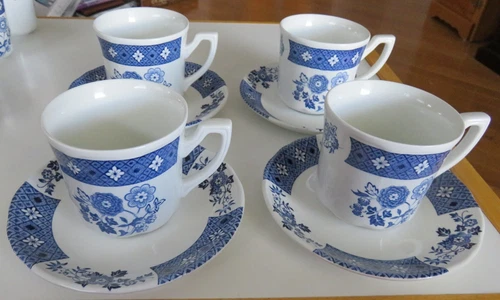 Lot of 4 J&G Meaken Coffee Cup & Saucer Cathay Ironstone Royal Staffordshire 