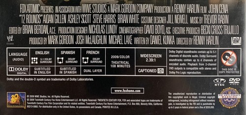 12 Rounds (DVD, 2009, Rated/Unrated) Widescreen John Cena Disc is Mint - Picture 6 of 6