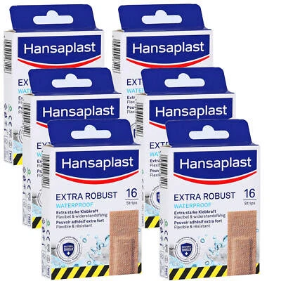 6x 16 Hansaplast Extra Robust Waterproof Pflaster Extra starke Klebekraft