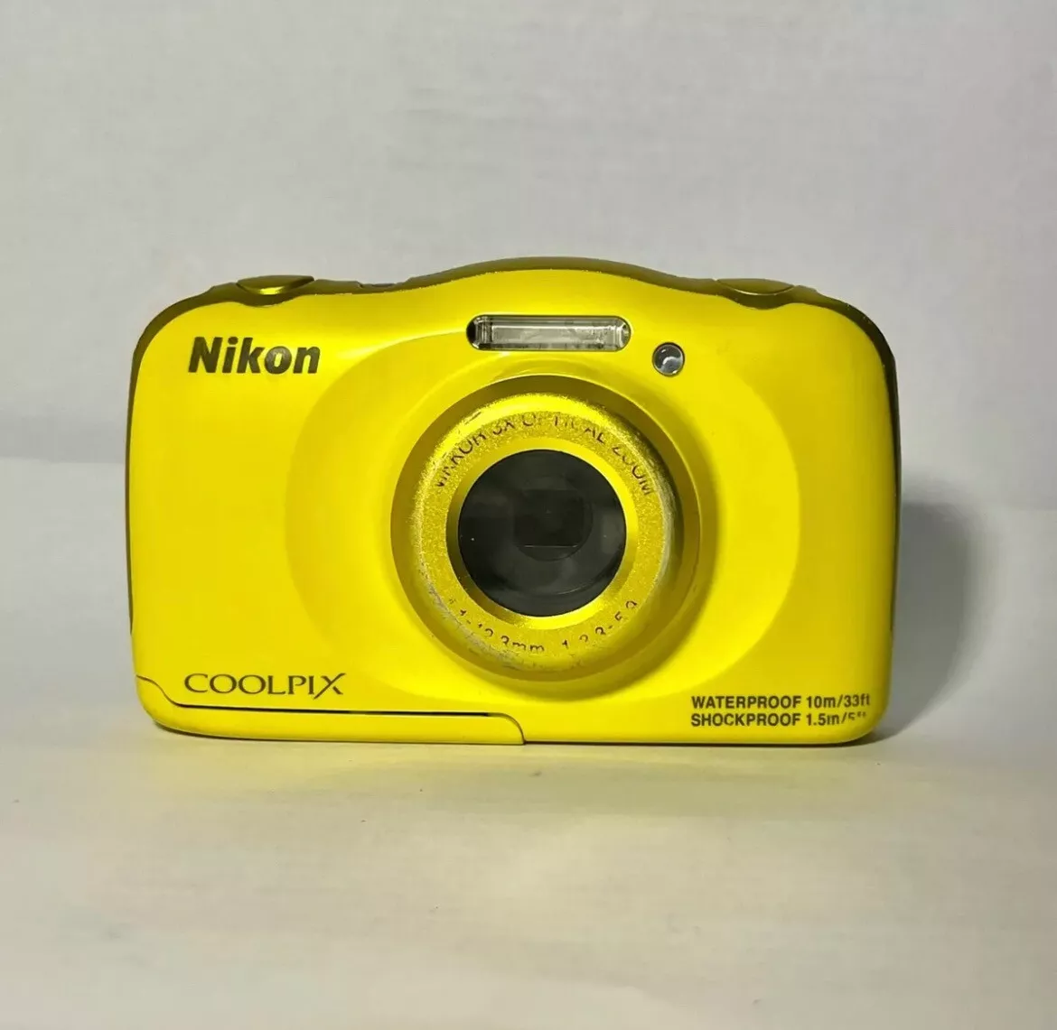 Nikon COOLPIX S33 13.2MP Digital Camera Yellow Waterproof Charger and Battery