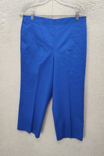 Alfred Dunner Women Pants 12 Blue Cotton Blend Pull On Straight Leg Regular Fit