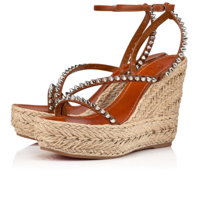 ルブタン レディース サンダル Mafaldina Zeppa 100MM 3220092 Christian Louboutin - Mafaldina Zeppa leather espadrille
