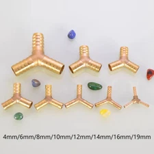 Brass Equal Y Piece 3 Way Hose Joiner Barbed Connector Fuel Water Pipe Fitting