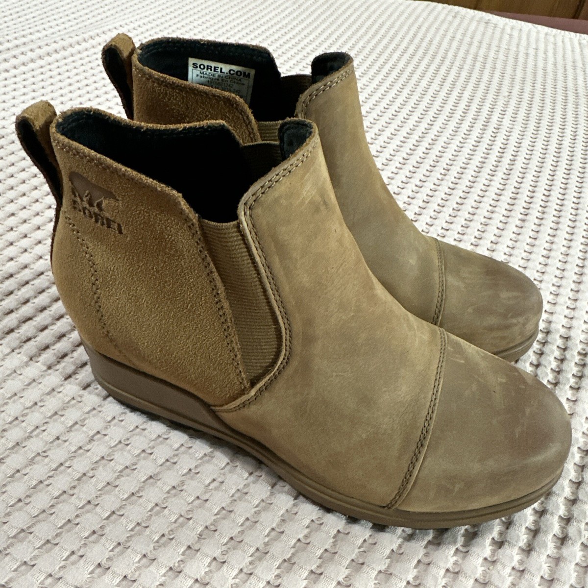 Sorel Evie Pull On Booties Velvet Leather Boots Womens Size