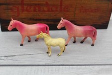Vintage Horses 2 Celluloid 1 Hard Plastic Japan Hong Kong Miniature Horses