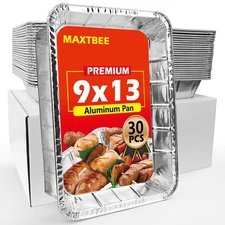 30 Pack 9x13 Disposable Aluminum Foil Pans - Heavy Duty Baking & Cooking Trays