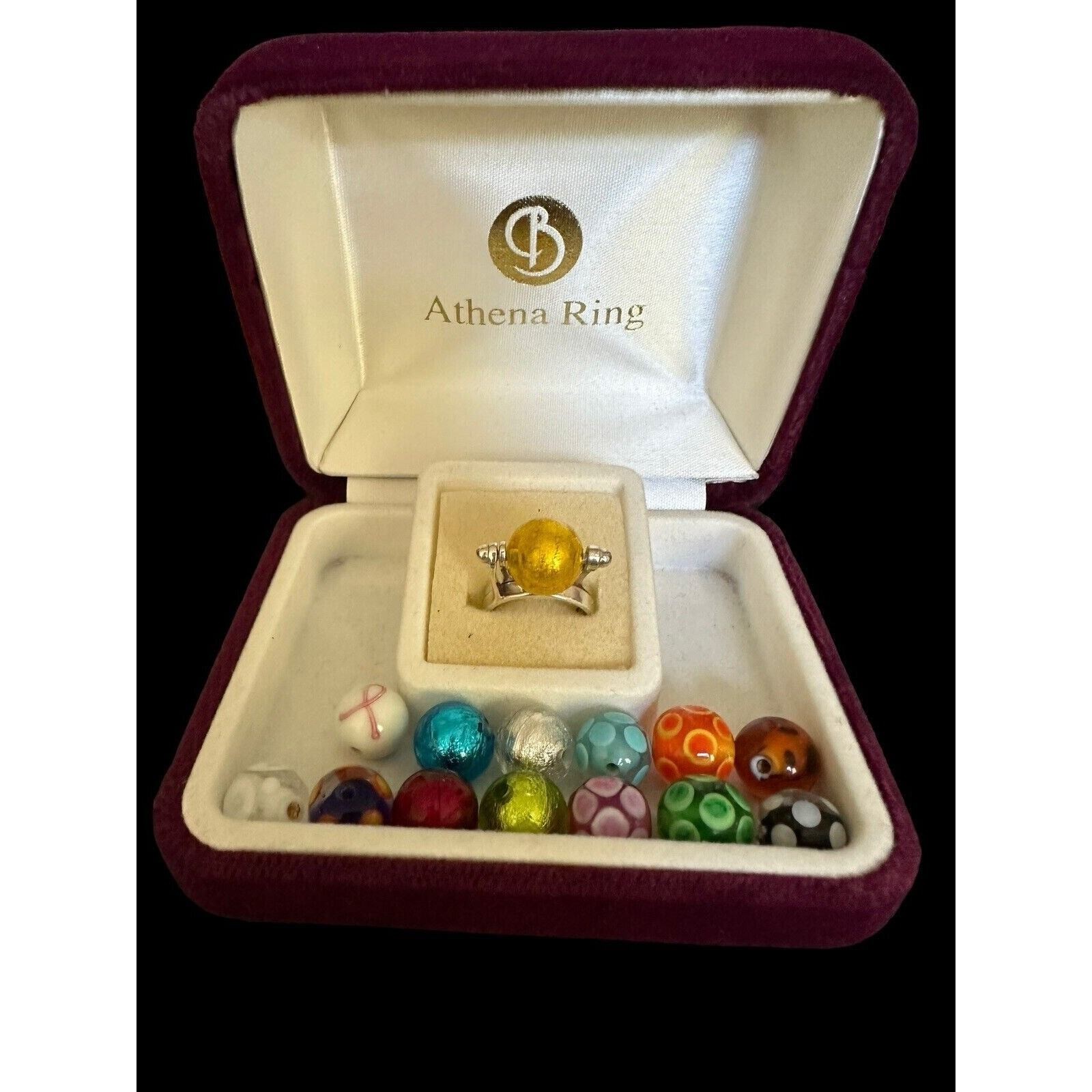 Original Sterling Interchangeable Bead Ring With 14- 8mm Venetian Beads NIB SET
