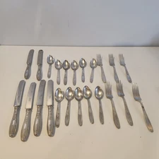 1847 Rogers Bros Silverplate Flatware Set Ambassador Pattern Pieces Engraved S