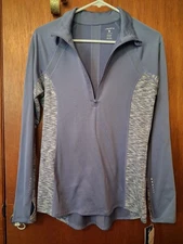 NEW! Layer 8 Tech Q Zip Qwick Dry Long Sleeve Top Steel Blue M $38 NWT