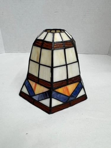 vintage stained glass lamp light fixture shade tiffany syle pendant