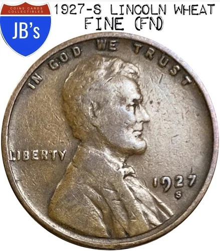 1927-S Lincoln Wheat Cent Penny 1c - FINE (FN)