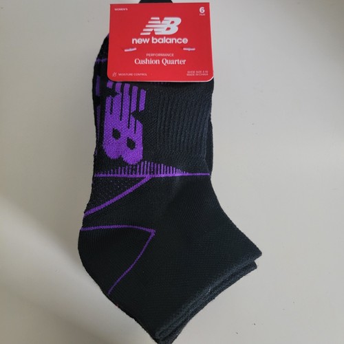 New Balance 6pk Performance Cushion Quarter Socks Womens Size 4-10 New