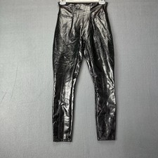 Spanx Faux Leather Pants Leggings Womens Small Shiny Black Stretch High Waist