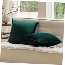 Velvet Emerald Throw Pillow Covers 18x18 Inches 18" x 18" Pack of 2 Green
