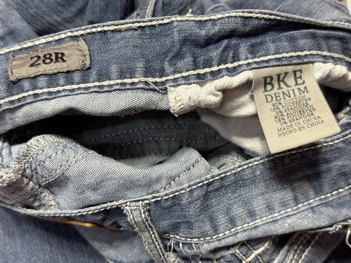 BKE Mens 28 R Aiden Blue Jeans Denim 28x30" Buckle Pants Medium Wash Distressed - Picture 16 of 18
