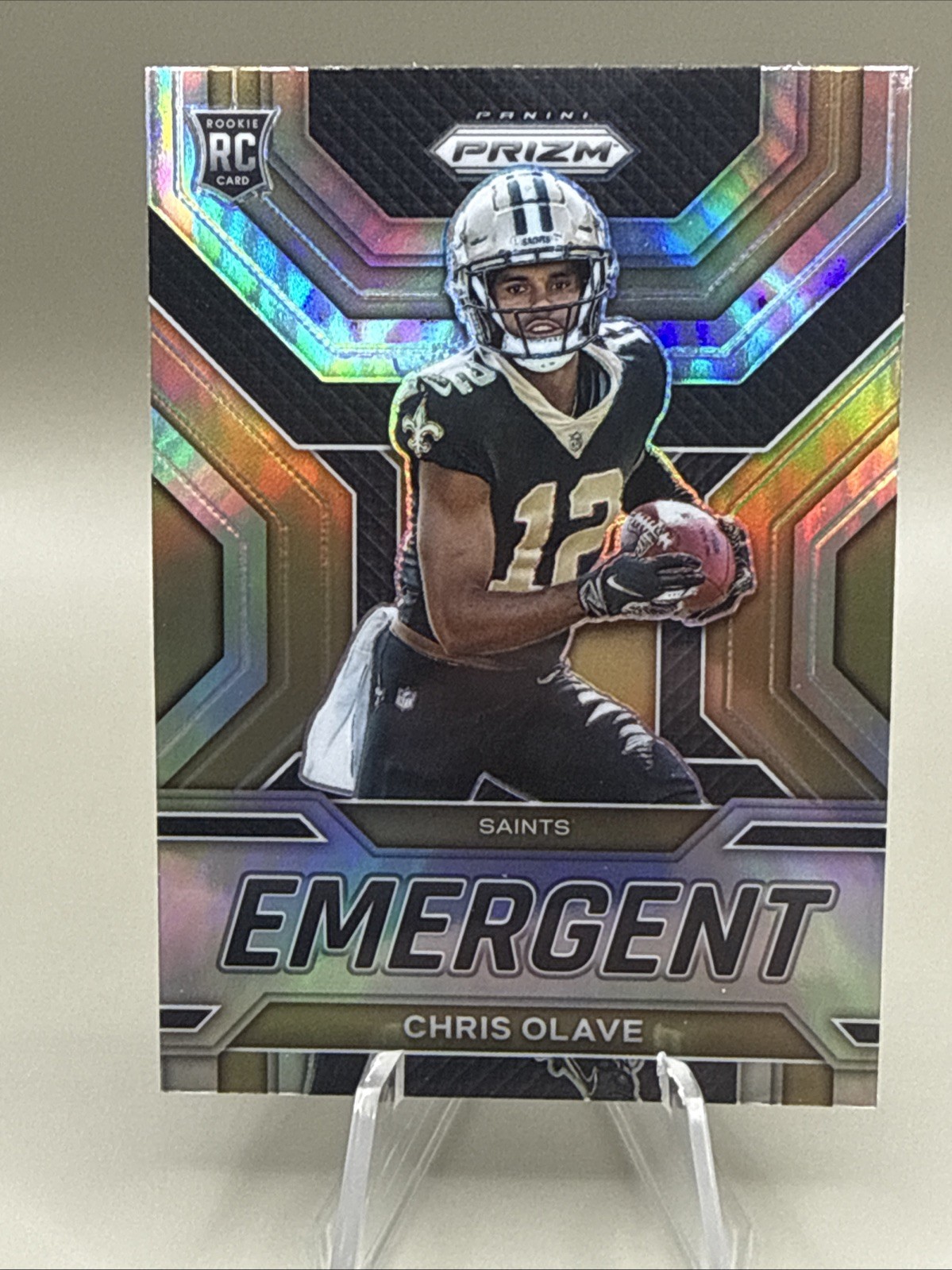 2022 PRIZM Emergent Chris Olave Holo Silver Prizm #E-7 RC Rookie Saints