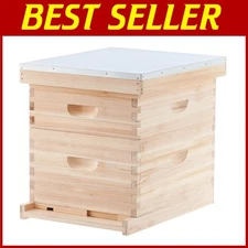 Complete 10 Frame Langstroth Beehive Kit for Beginner Beekeepers - 2 Layer Wood