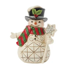Jim Shore's Heartwood Creek Snowman Holding A Snowflake Staff 6017277