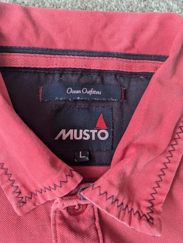 MUSTO Red Yacht Men’s short sleeve Red polo shirt Cotton Size L sailing - Picture 5 of 12