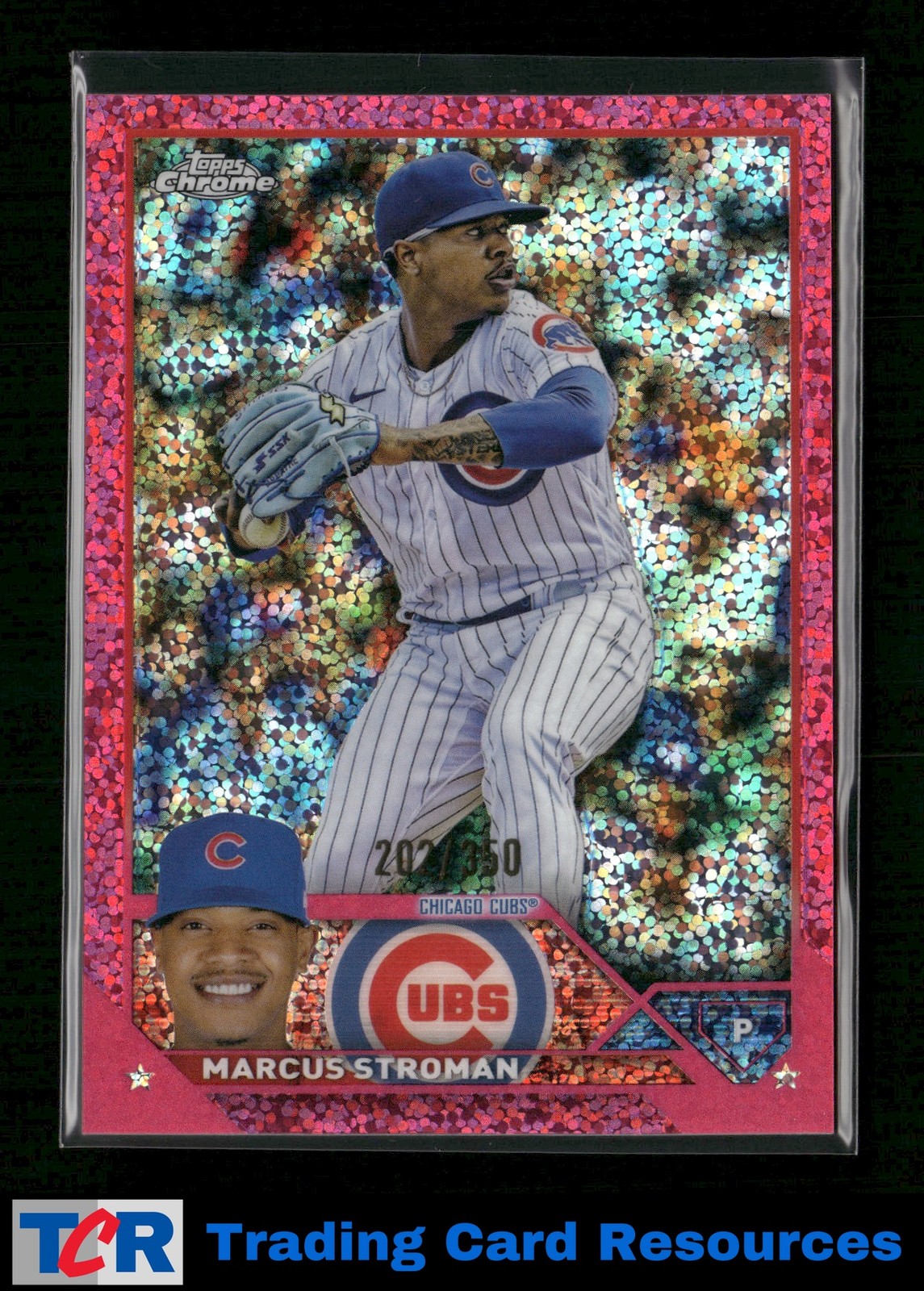2023 Topps Chrome #212 Marcus Stroman Magenta Speckle Refractors #/350